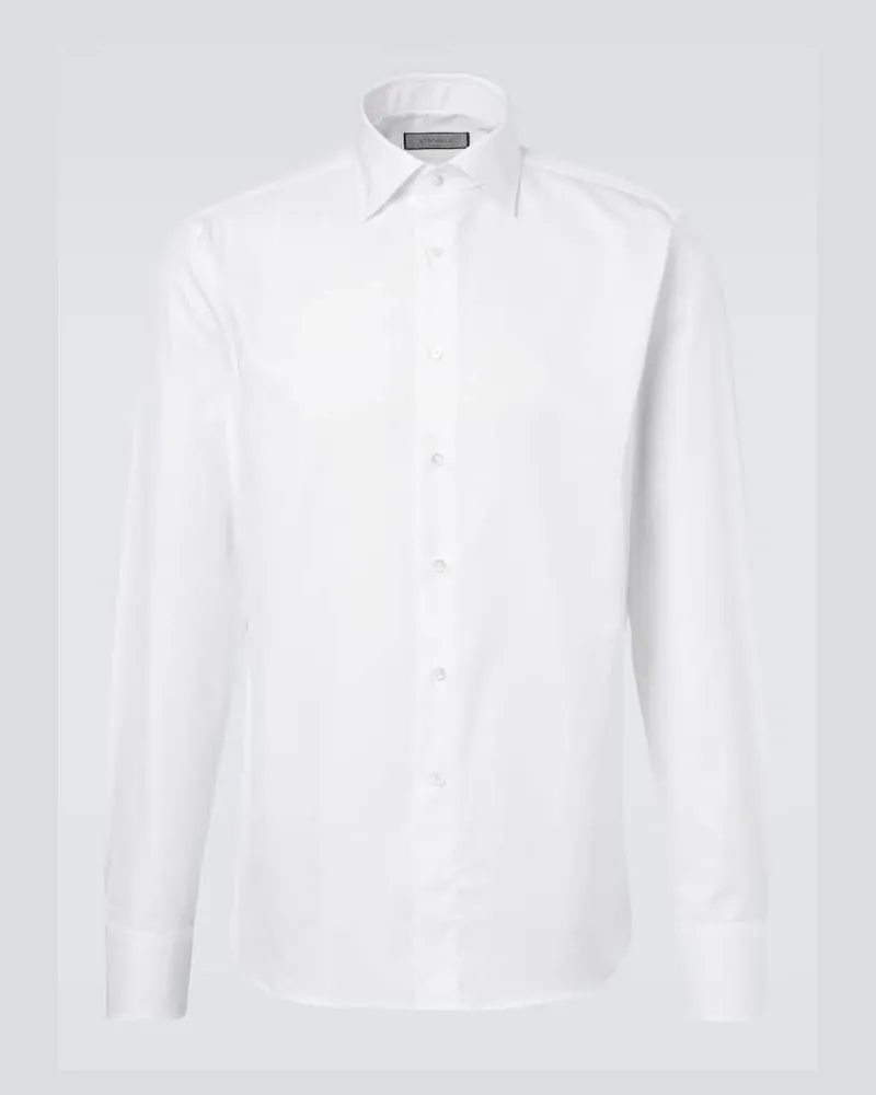 Canali Hemd aus Baumwollpopeline Weiß