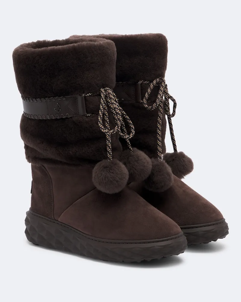 Jimmy Choo Plateau-Stiefel Cobi mit Shearling Braun