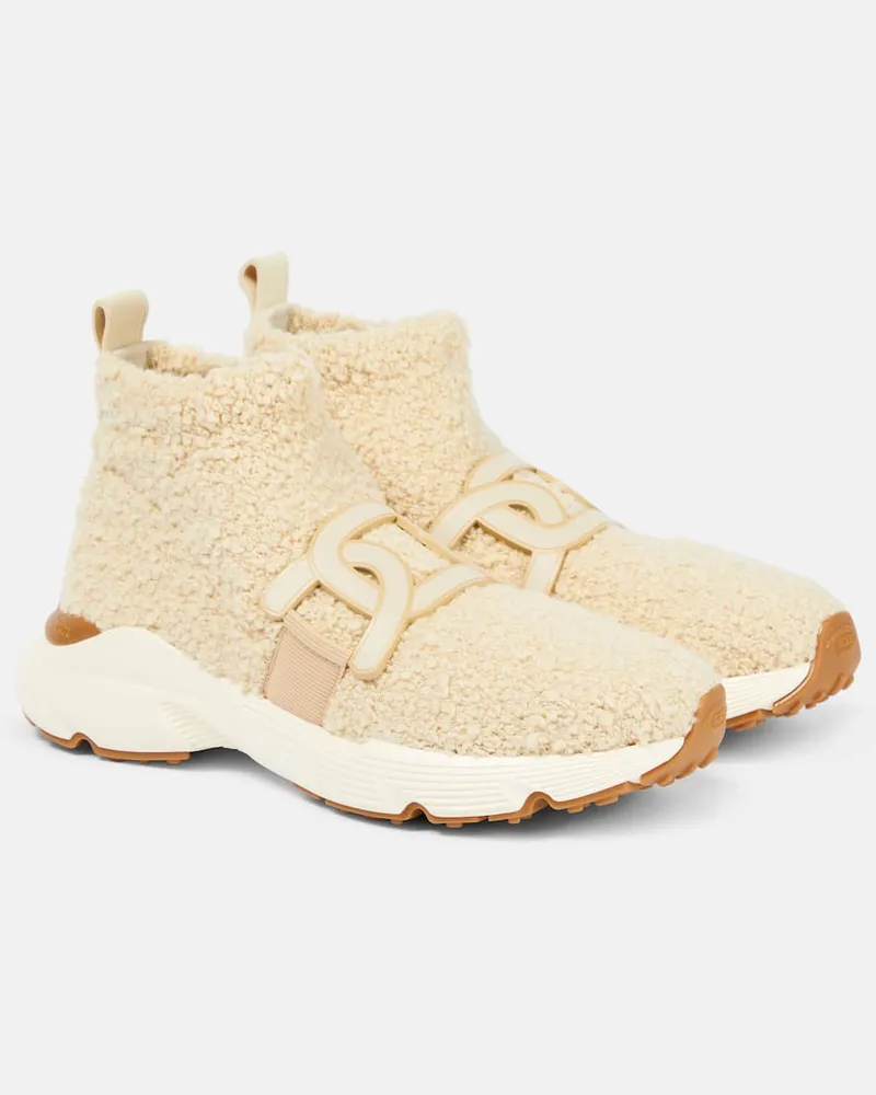 TOD'S High-Top Sneakers Kate aus Faux Shearling Weiß