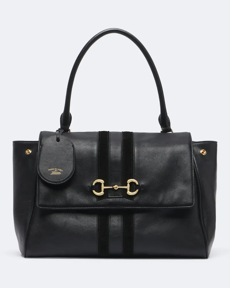 Gucci Schultertasche Paparazzo Medium aus Leder Schwarz