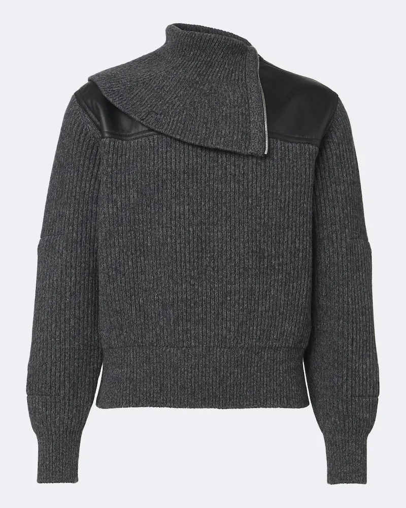 Bottega Veneta Pullover aus Wolle und Kaschmir mit Leder Grau