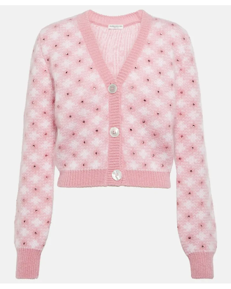 Alessandra Rich Verzierter Cropped Cardigan Pink
