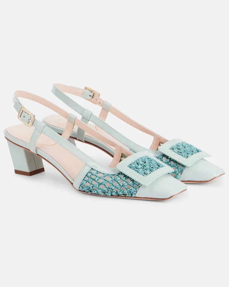 Roger Vivier Slingback-Pumps Belle Vivier 45 mit Häkelstrick Blau