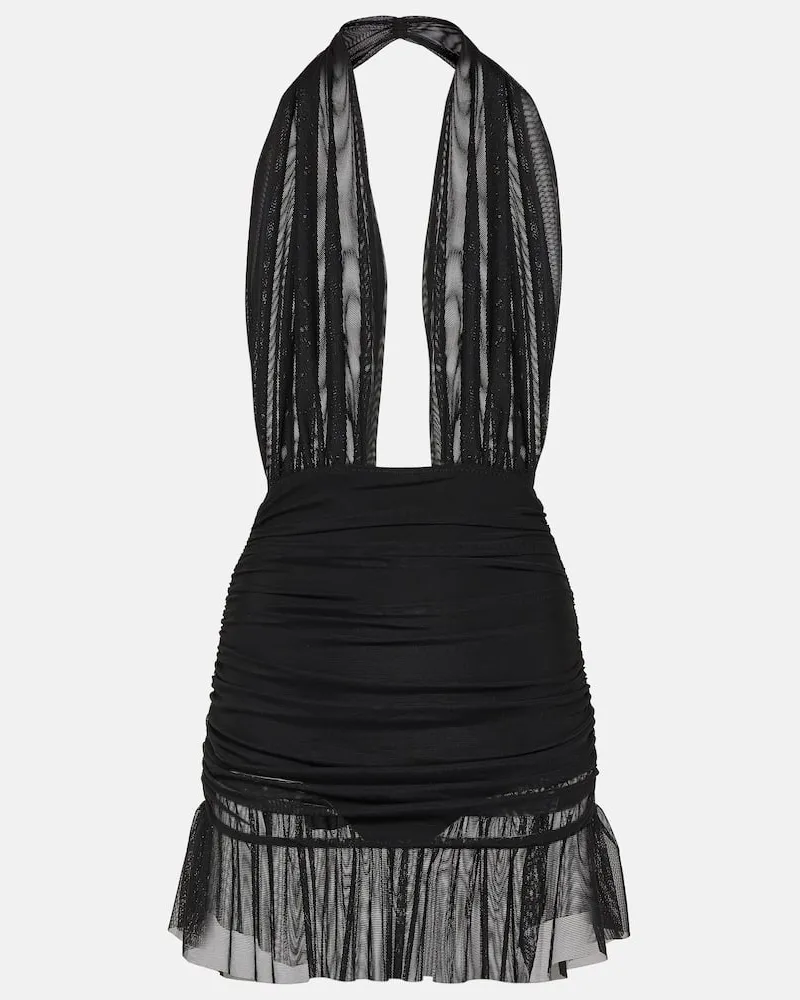 Norma Kamali Minikleid aus Chiffon Schwarz