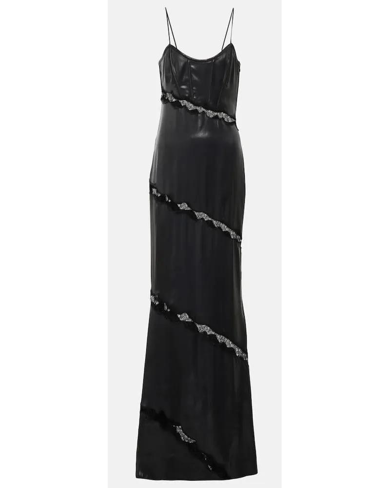 Alessandra Rich Maxikleid aus Lederimitat Schwarz