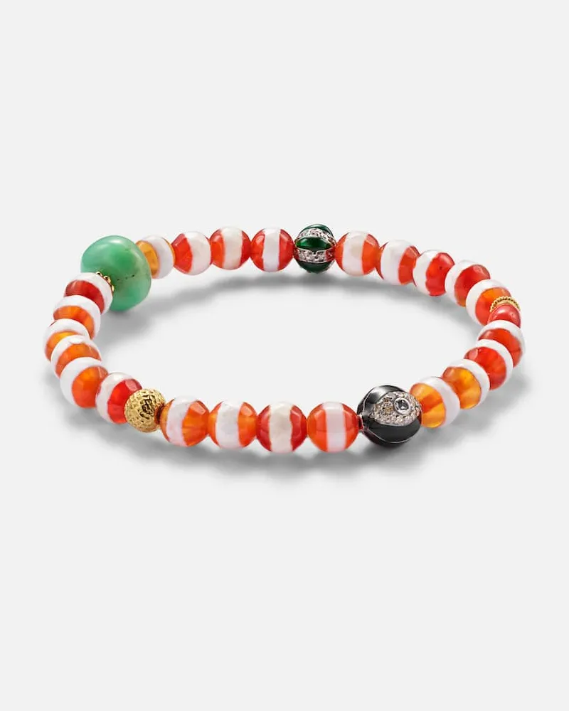Ileana Makri Armband Globetrotter aus Achat mit 18kt Gelbgold, Diamanten und Saphiren Multicolor