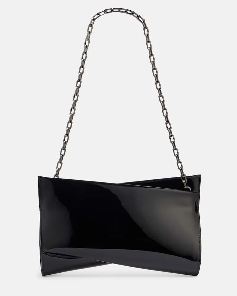 Christian Louboutin Schultertasche Loubitwist Small aus Lackleder Schwarz