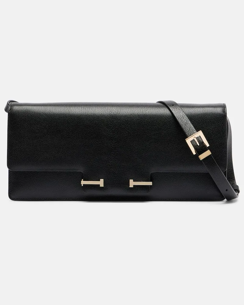 Tom Ford Schultertasche Double T aus Leder Schwarz