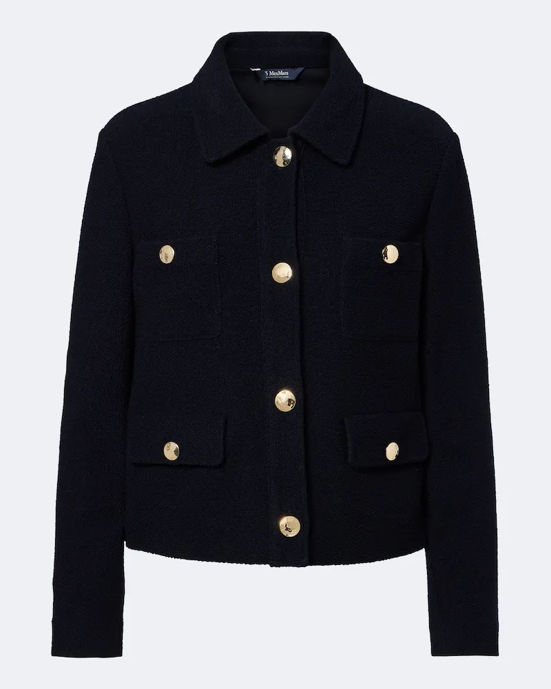 Max Mara Jacke aus einem Woll- und Baumwollgemisch Blau