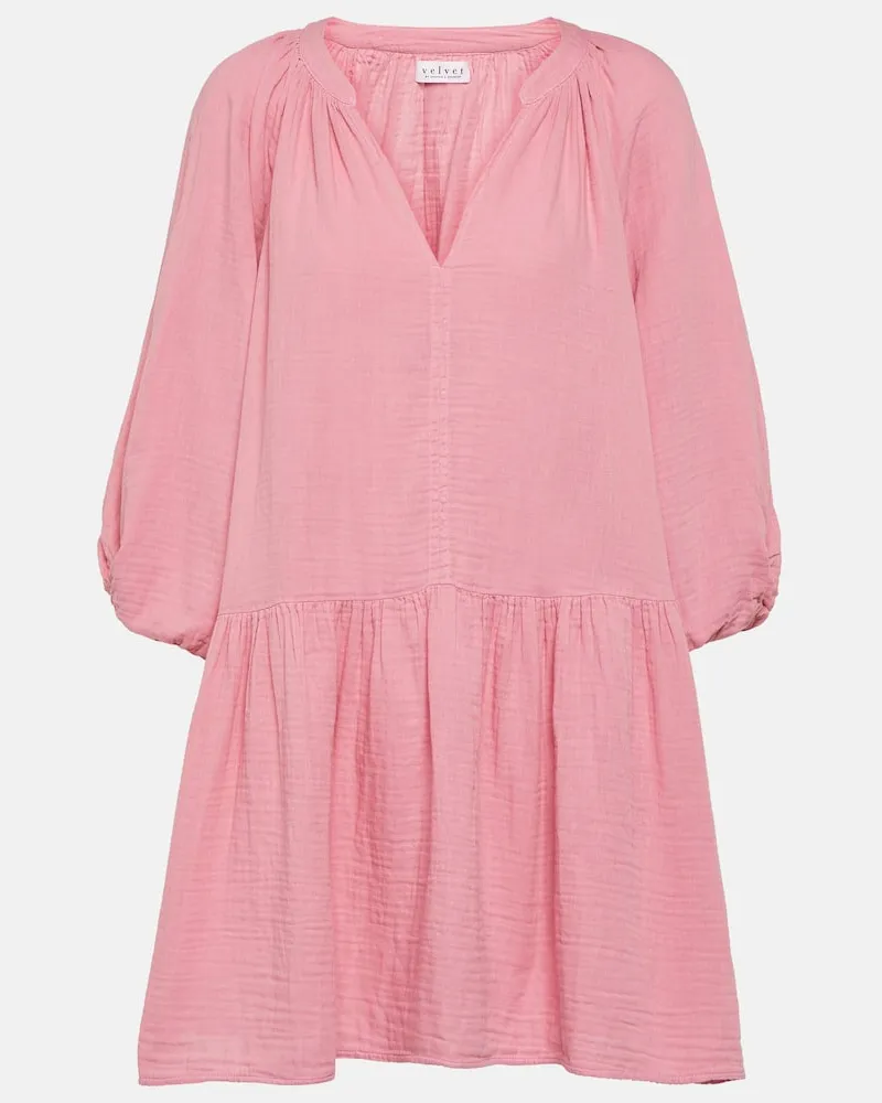 Velvet Minikleid Nica aus Baumwoll-Gaze Rosa