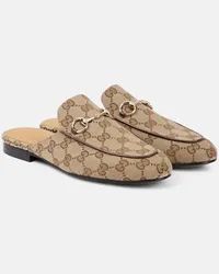 Gucci Slippers Princetown GG aus Canvas Braun