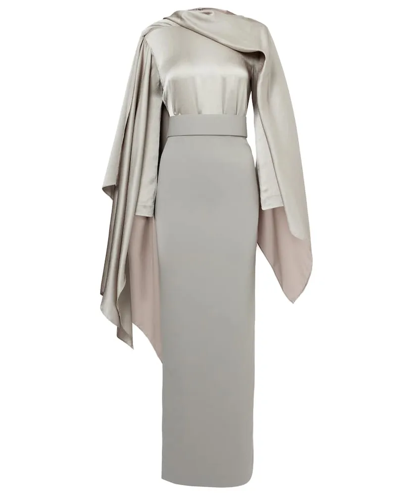 Solace London Robe Rosalia mit Satin Grau