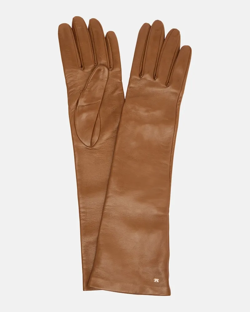 Max Mara Handschuhe Afidee aus Leder Braun