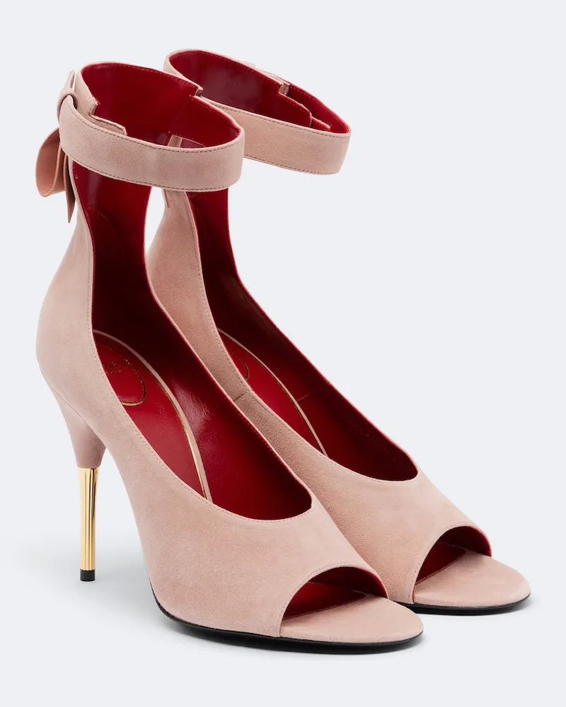 Valentino Garavani Peeptoe-Pumps Fatale aus Veloursleder Rosa