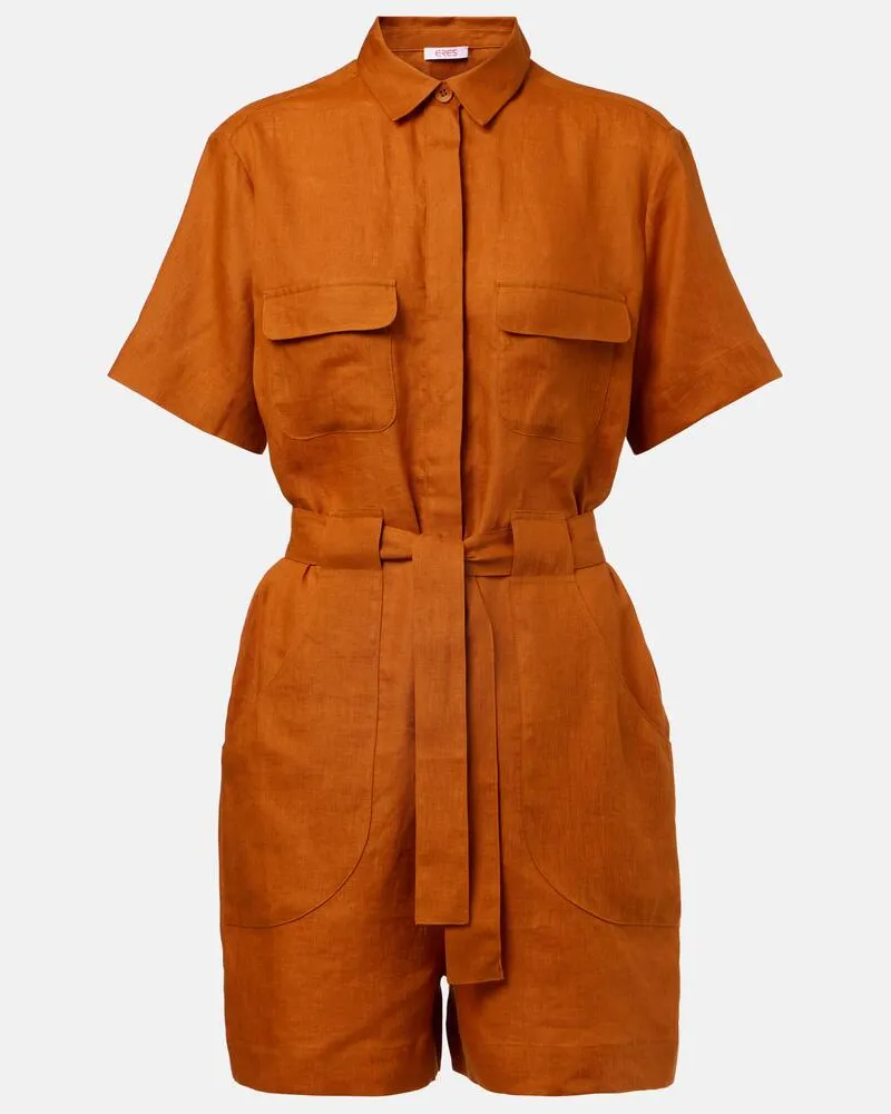 Eres Playsuit Genereux aus Leinen Braun
