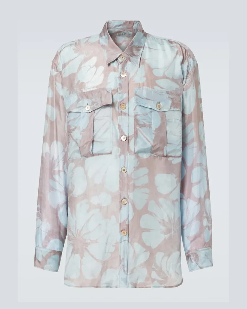 Dries van Noten Hemd aus Seide Blau