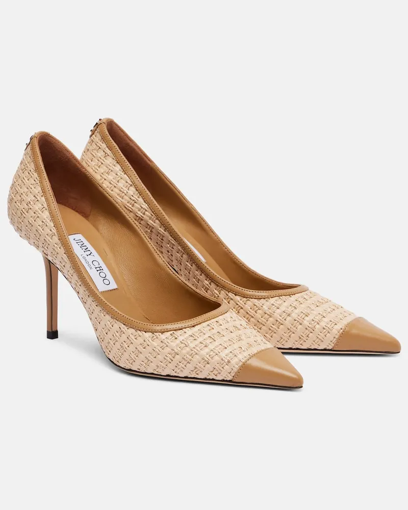 Jimmy Choo Pumps Love 85 aus Raffiabast mit Leder Beige