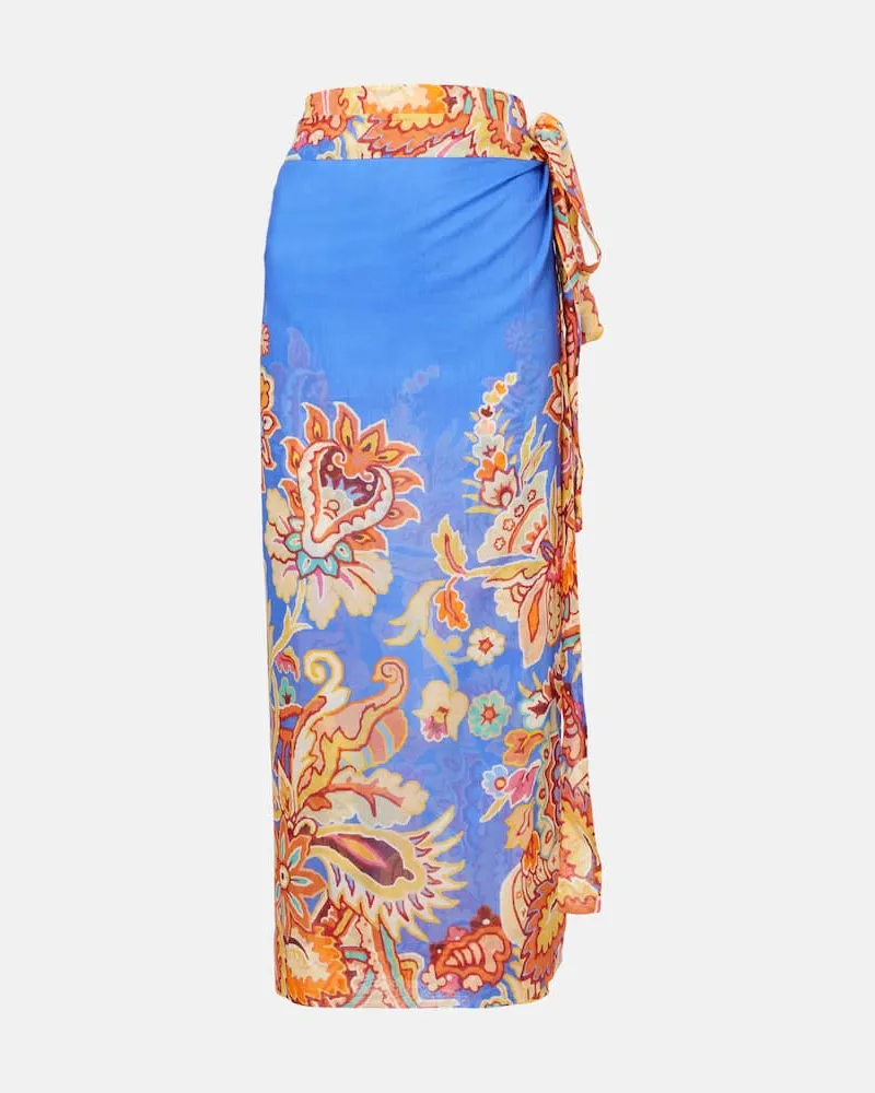 Etro Bedruckter Wickelrock aus Baumwolle und Seide Multicolor