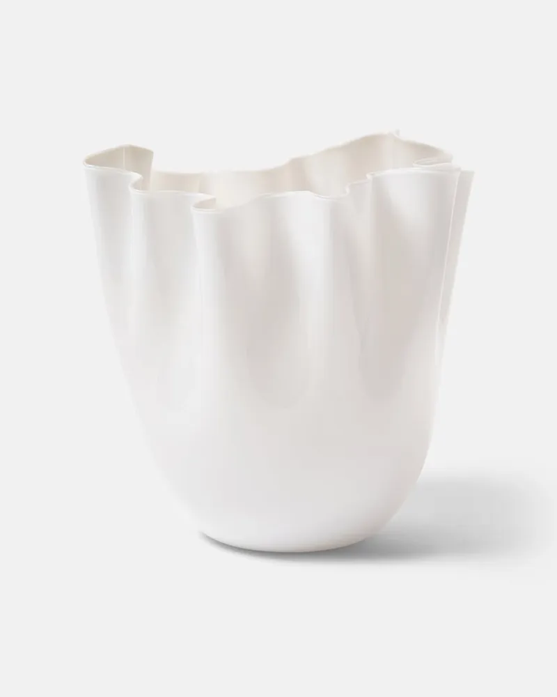 Venini Vase Fazzoletto Murano by Fulvio Bianconi und Paolo Venini Weiß