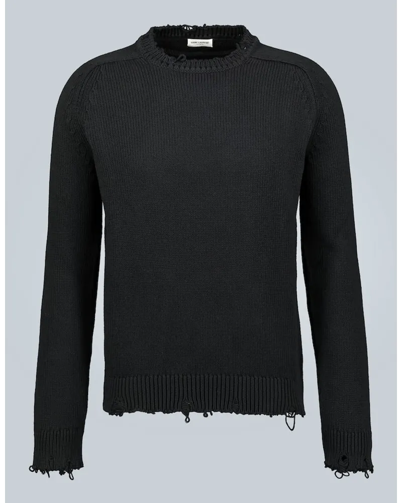 Saint Laurent Pullover in Destroyed-Optik Schwarz