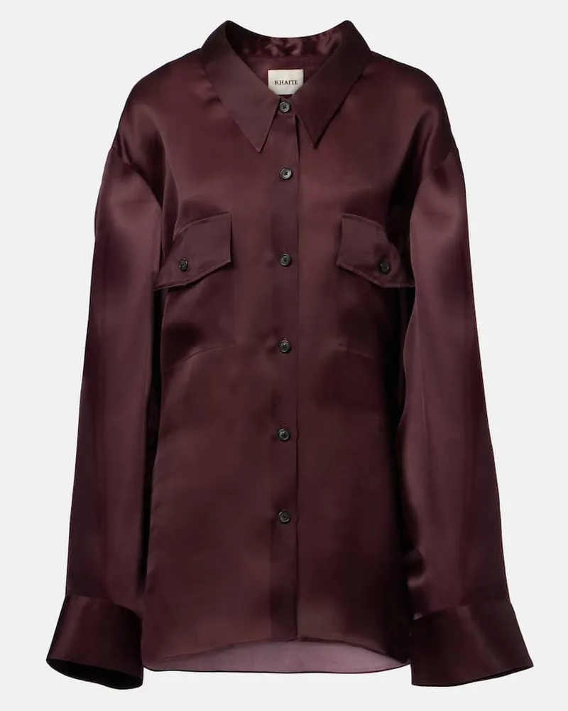 KHAITE Hemd Matteo aus Seide Burgunderrot