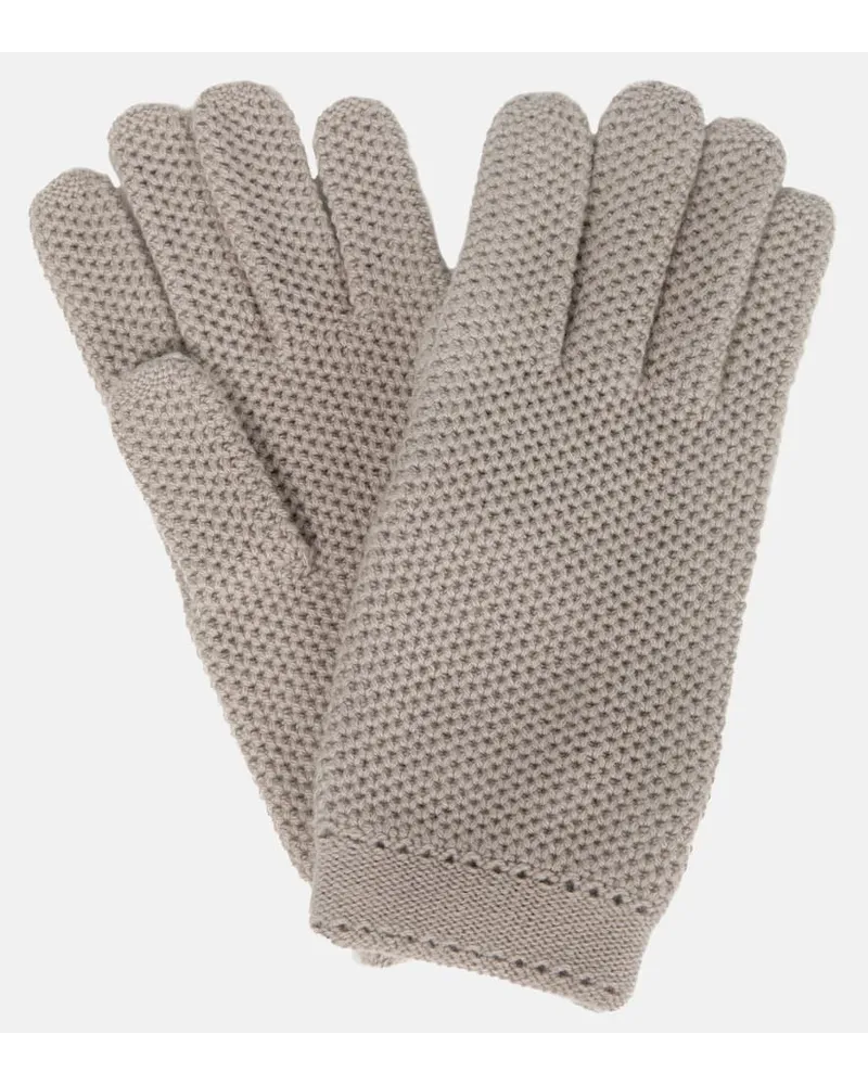 Loro Piana Handschuhe Crochet aus Kaschmir Grau