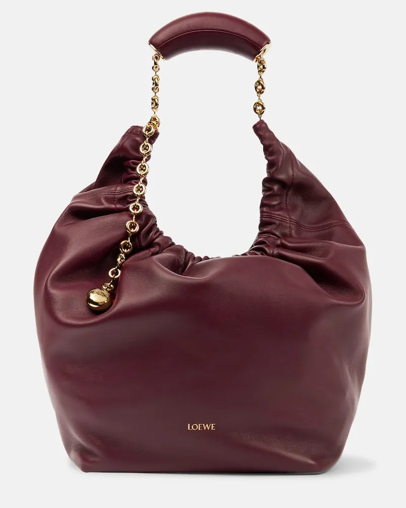 Loewe Schultertasche Squeeze Medium aus Leder Burgunderrot