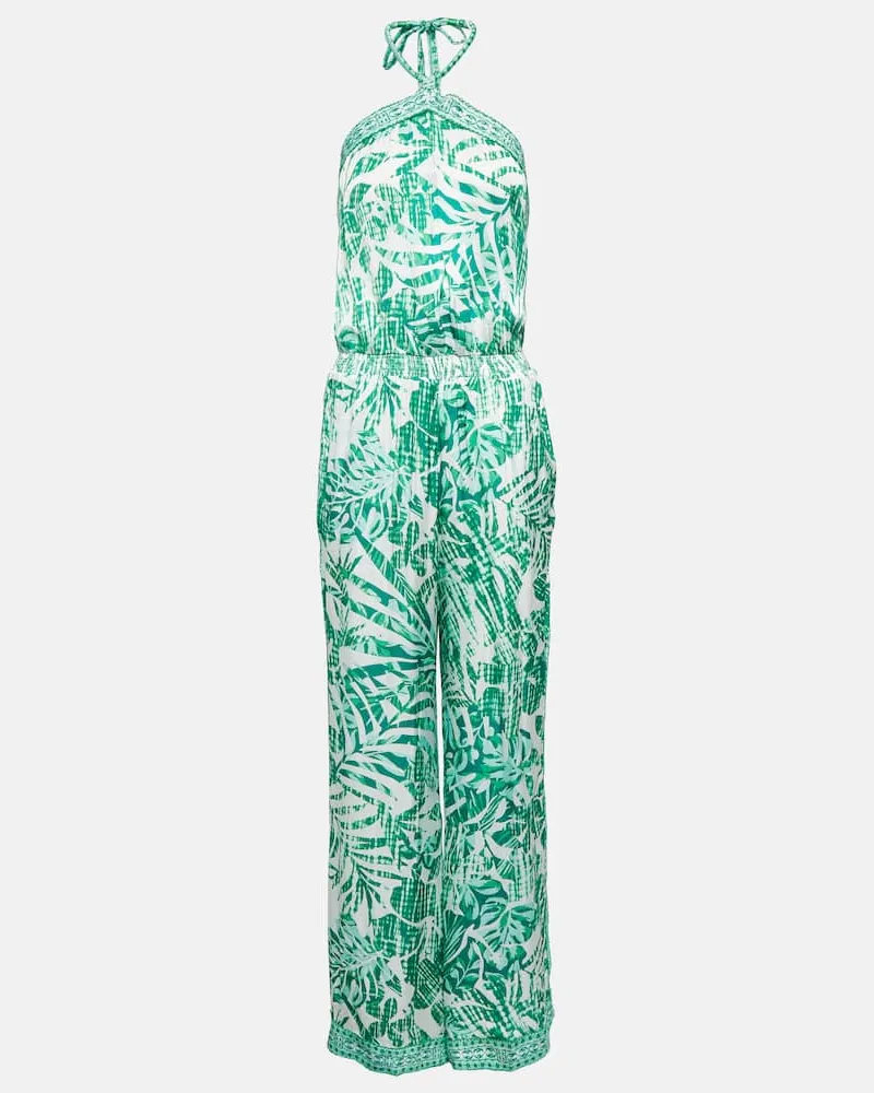 Poupette St Barth Bedruckter Jumpsuit Isabelle Grün
