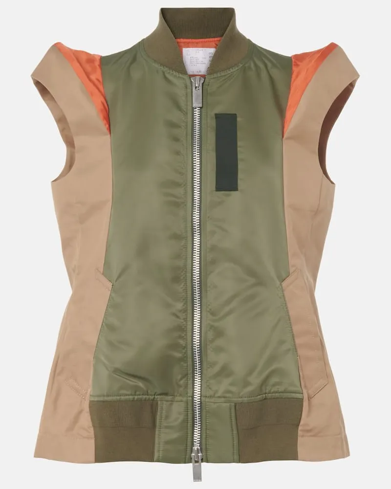 Sacai Weste aus Twill und Gabardine Beige