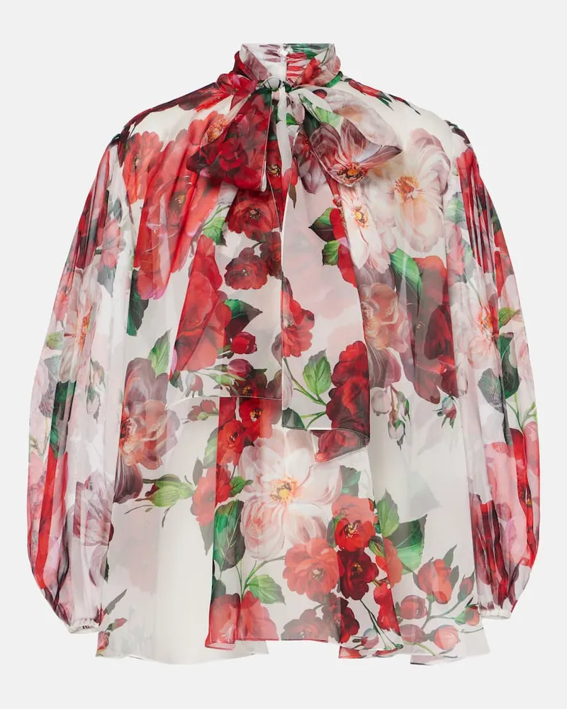 Dolce & Gabbana Schluppenbluse aus Seidenchiffon Multicolor
