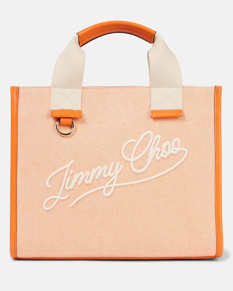 Jimmy Choo Tote aus Canvas mit Leder Orange