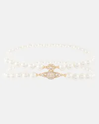 Vivienne Westwood Choker Graziella mit Zierperlen Weiss