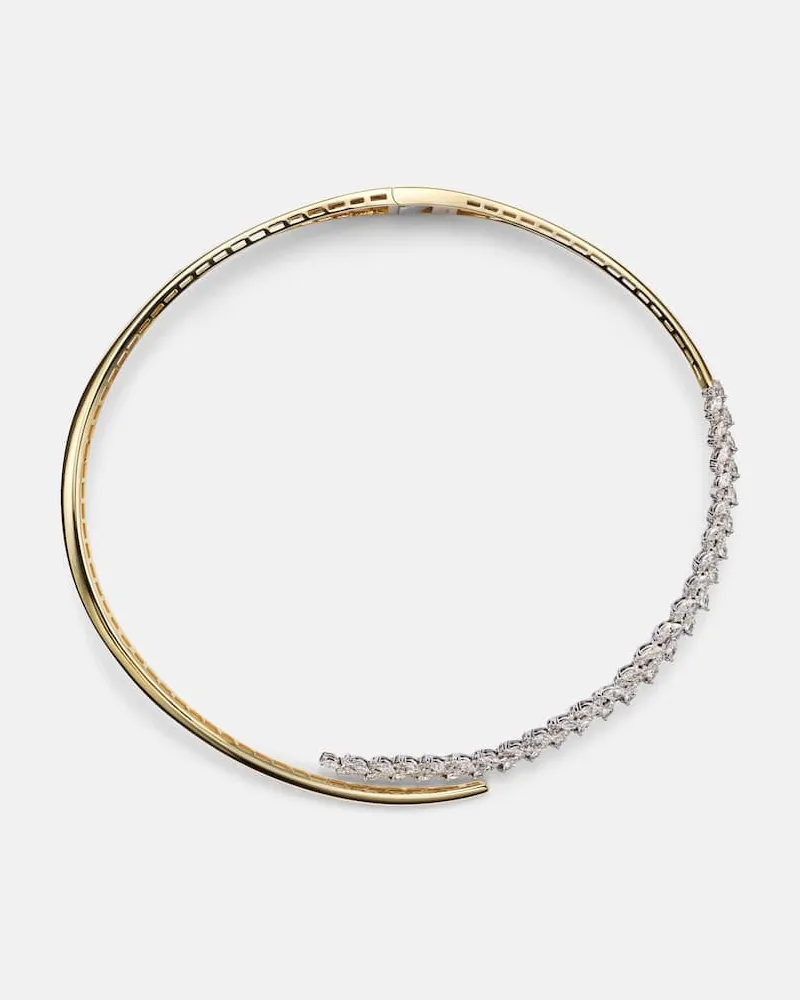 YEPREM Halskette Golden Strada aus 18kt Weiß- und Gelbgold mit Diamanten Silber