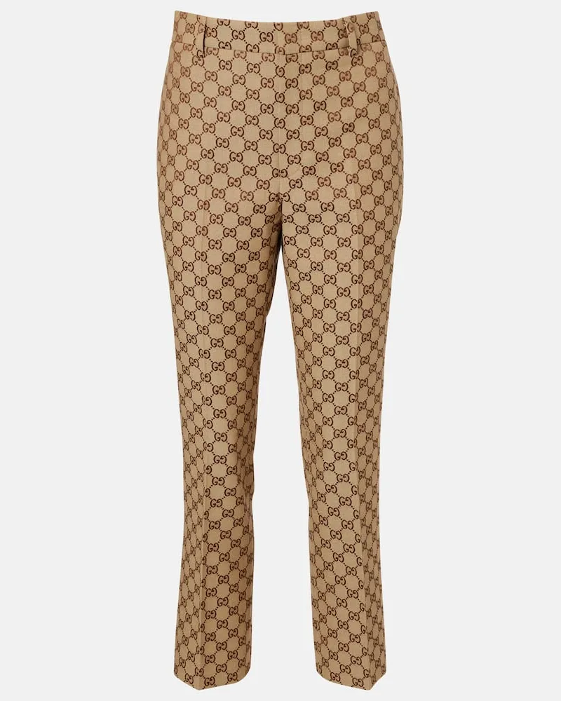 Gucci Gerade Hose GG aus Canvas Beige