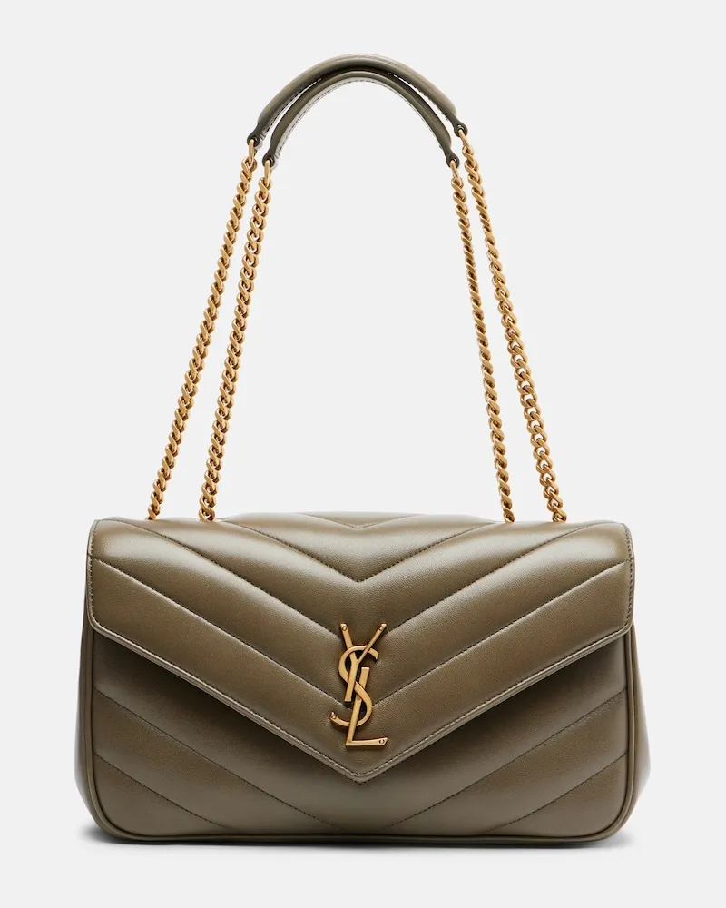 Saint Laurent Schultertasche Loulou Medium aus Leder Grün