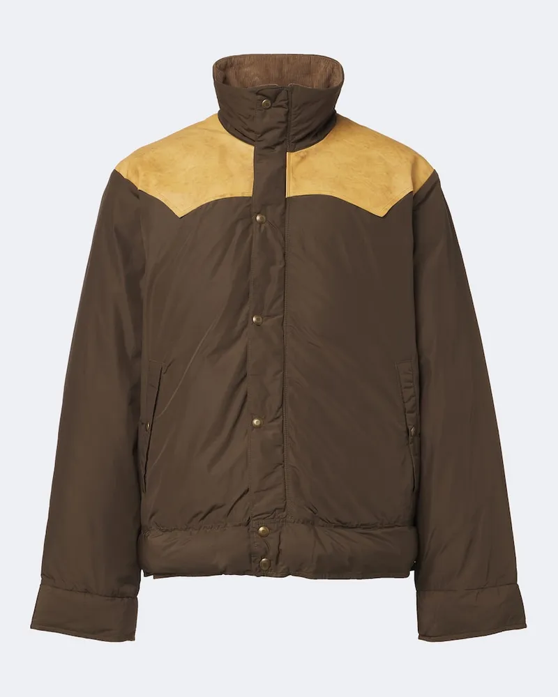 RRL Wattierte Jacke mit Leder Braun