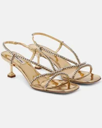 Miu Miu Verzierte Sandalen aus Metallic-Leder Gold