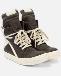 Rick Owens High-Top Sneakers Geobasket aus Veloursleder Grau