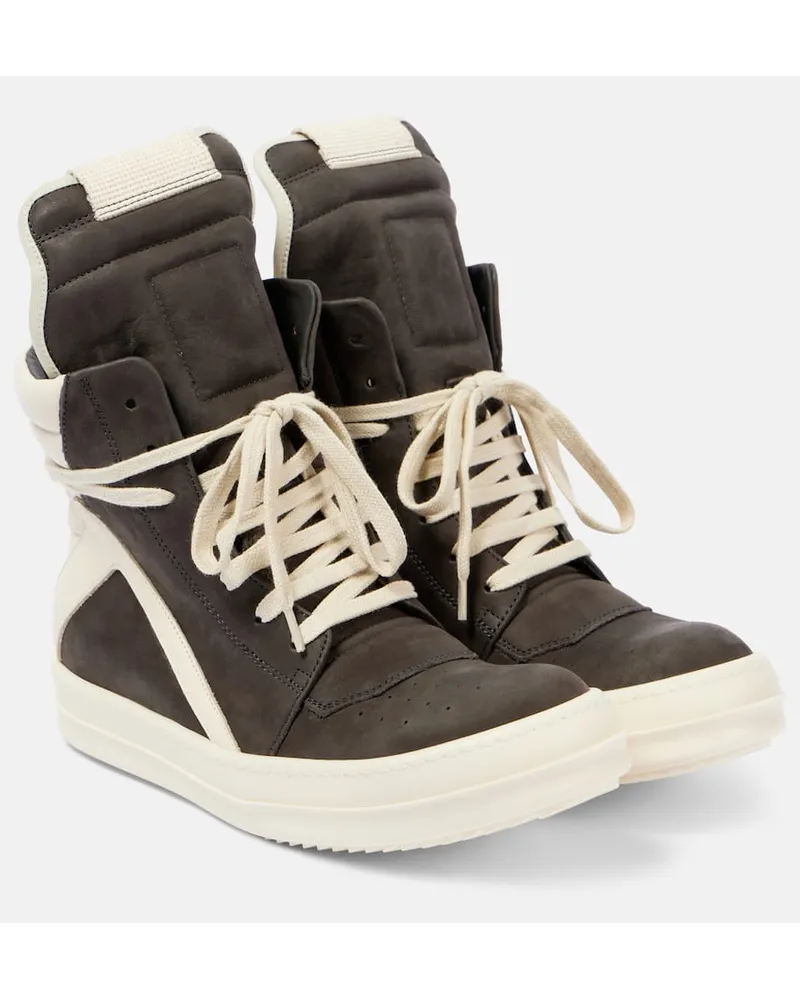 Rick Owens High-Top Sneakers Geobasket aus Veloursleder Grau