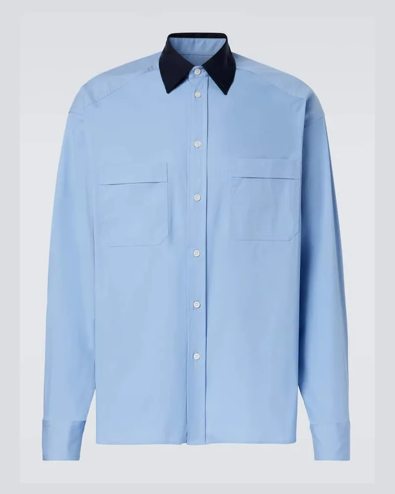 PLAN C Hemd aus Popeline Blau