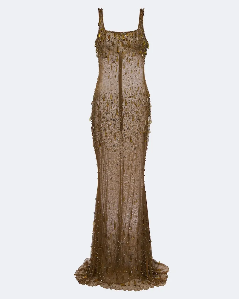 Retrofête Retrofête Verzierte Robe Zanie Beige