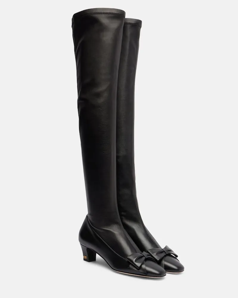 Valentino Garavani Overknee-Stiefel Bowow 45 aus Leder Schwarz