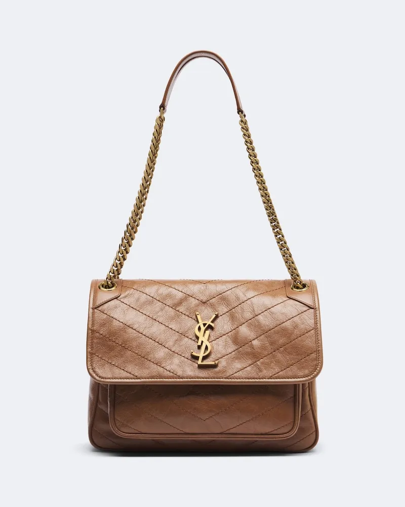 Saint Laurent Schultertasche Niki Medium aus Leder Braun