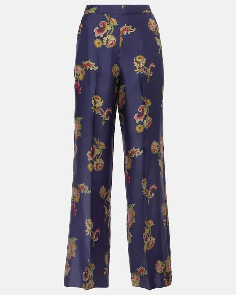 Etro Palazzo-Hose aus Seide Blau