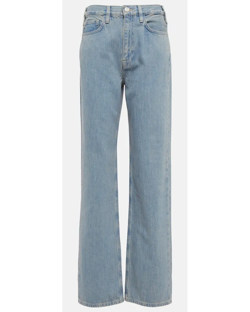 Frame Denim High-Rise Straight Jeans Le Jane Blau