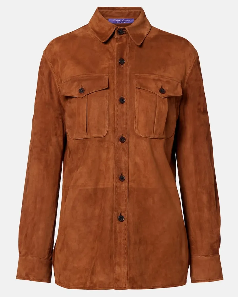 Ralph Lauren Hemd Landry aus Veloursleder Braun
