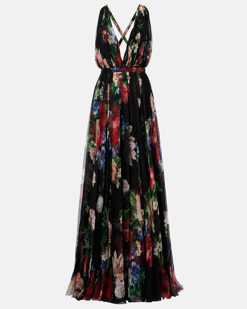 Dolce & Gabbana Robe aus Seidenchiffon Multicolor