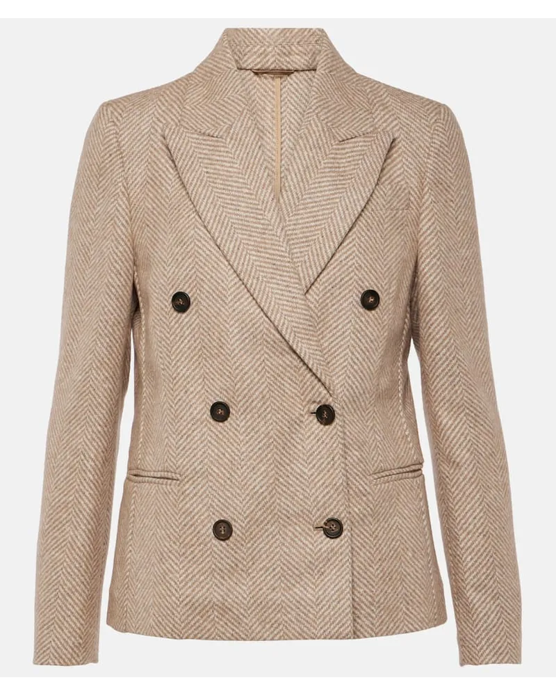 Brunello Cucinelli Blazer aus einem Wollgemisch Nude