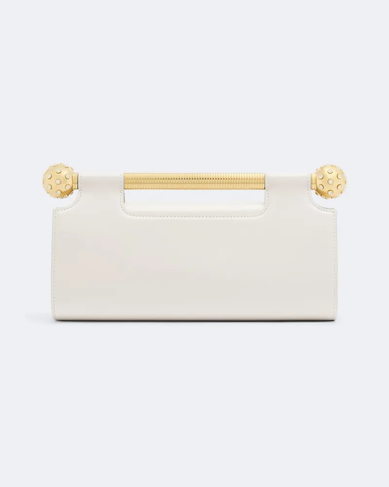 Bulgari Clutch Tubogas Spheres aus Leder Weiß