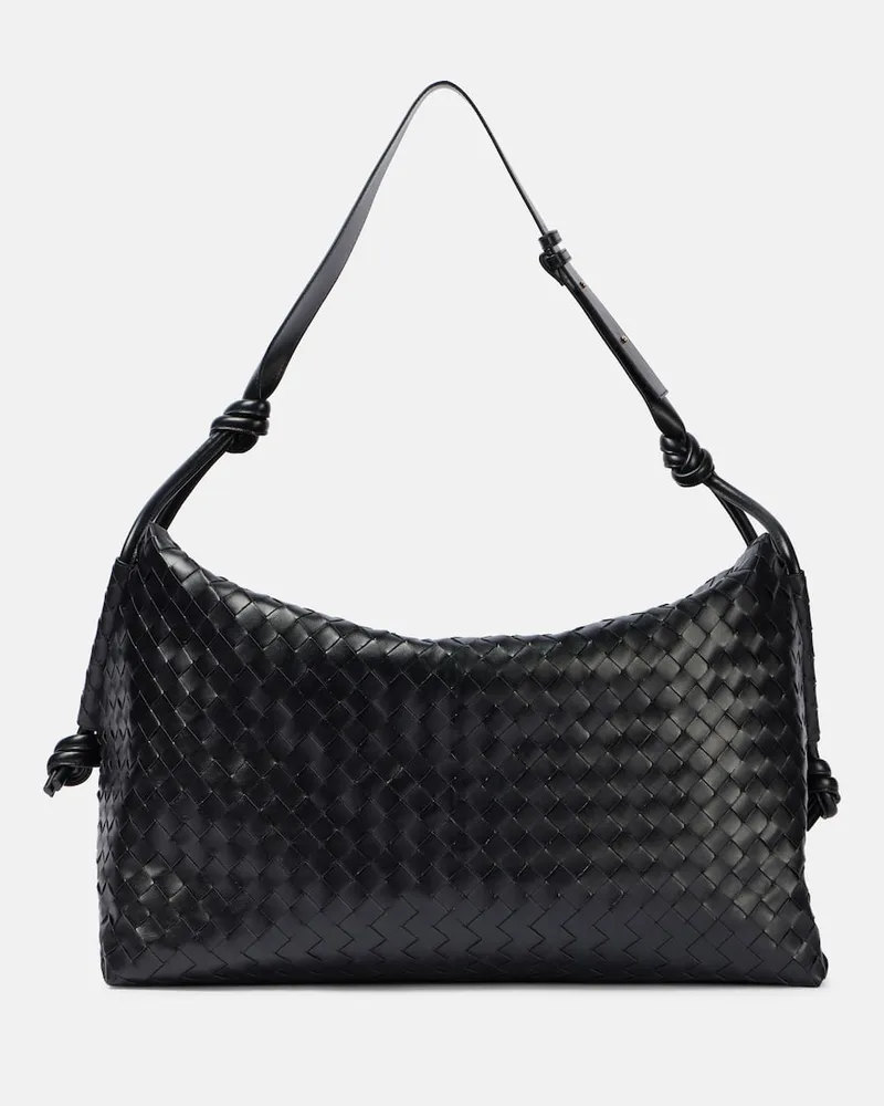 Bottega Veneta Weekender Loop Large aus Leder Schwarz
